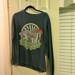 Graphic Long Sleeve Shirt with Mushroom Design
